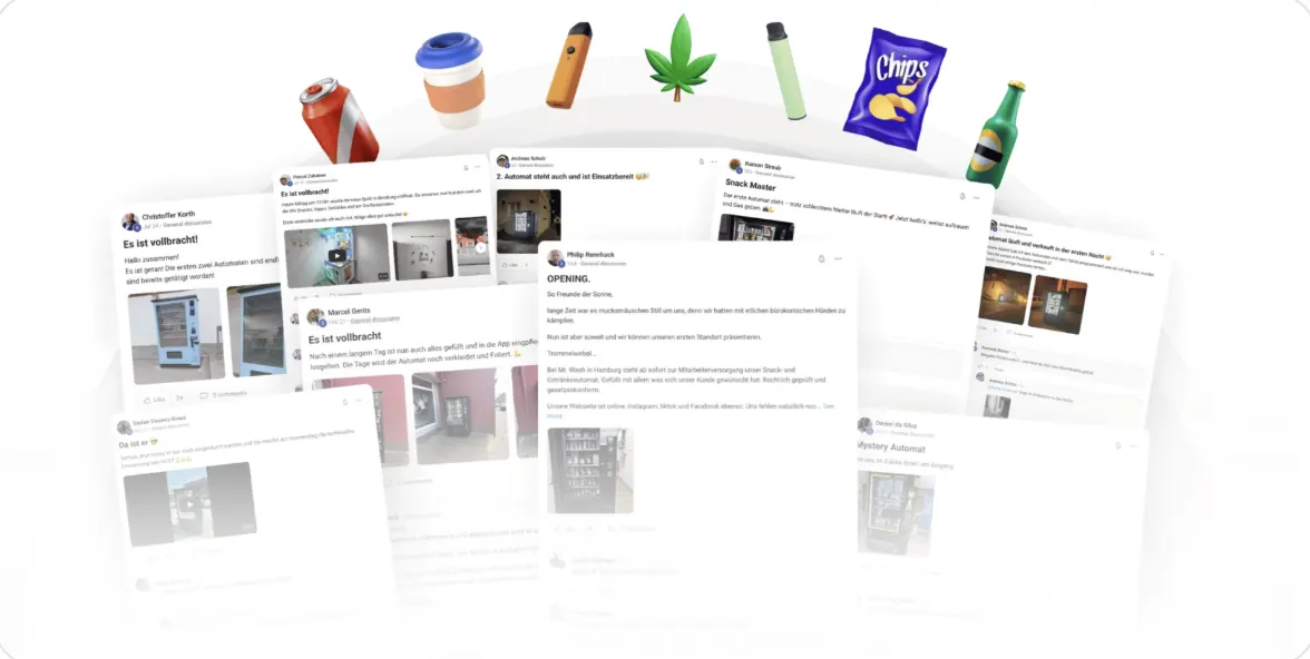 SmartKiosk24 Community, Social-Media-Posts erfolgreicher Automaten-Betreiber